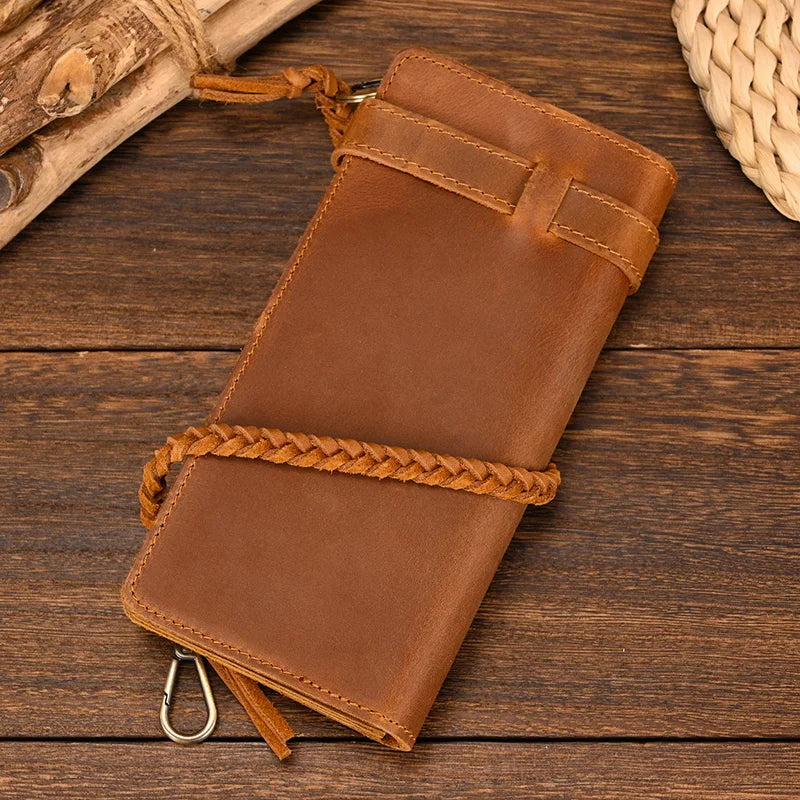 Newsbirds Genuine Leather Long Wallet Wrist Belt Strap Chain Wallet Christmas Gift Wallet gift men woman wallets Clip Purse