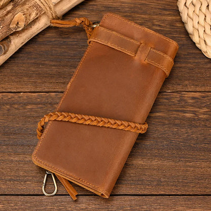 Newsbirds Genuine Leather Long Wallet Wrist Belt Strap Chain Wallet Christmas Gift Wallet gift men woman wallets Clip Purse