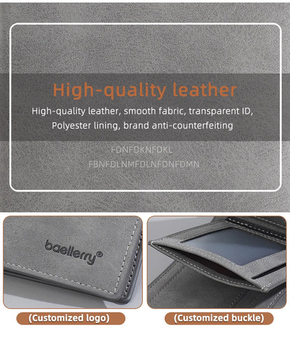 New Men's leather short wallet thin wallet Lightweight minimalist soft wallet