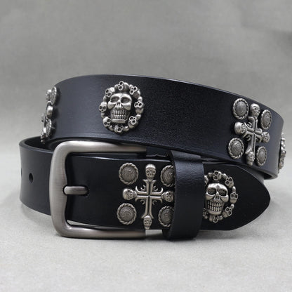Metal Rivet Belt Luxury Designers Men Rivet Punk Belt Cow Genuine Leather Cintos Masculinos Male Women Rock Hip Hop Strap Waist
