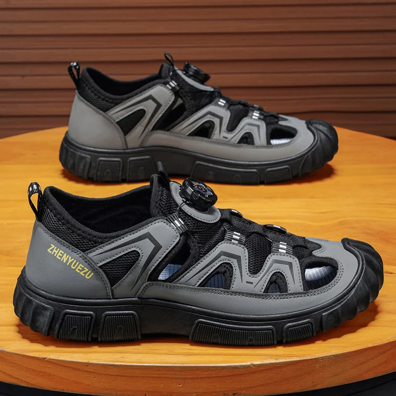 New Arrival Summer Men Sandals PU Leather Mens Casual Shoes Outdoor Beach Shoes Hollow Out Male Roman Shoes Leisure Walk Sandaly