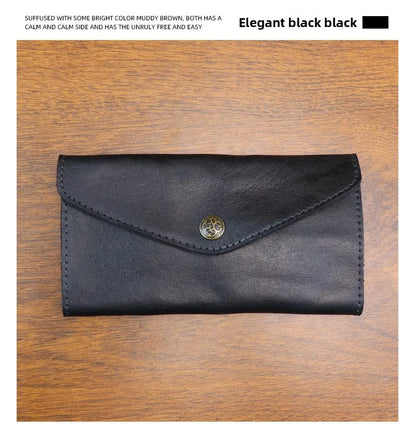 Genuine Leather Retro Men Handmade Wallet Handbag High Quality Phone Pocket Simple Card Bag Big Capacity Male Purses