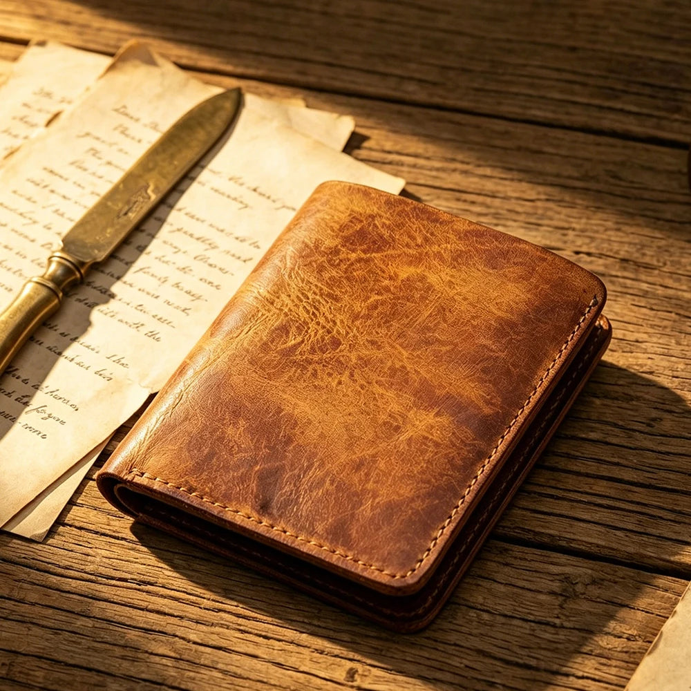 Vintage Genuine Leather Men Wallet High Quality Card Holder Large Capacity Durable Male Money Clips