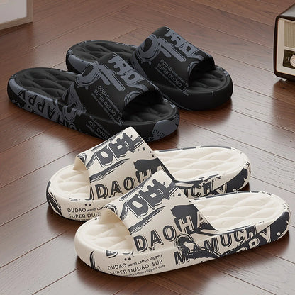 2026 Trendy Eva Graffiti Slides For Men And Women Soft Comfortable Black White Design Playful Patterns Casual Home Outdoor Wear