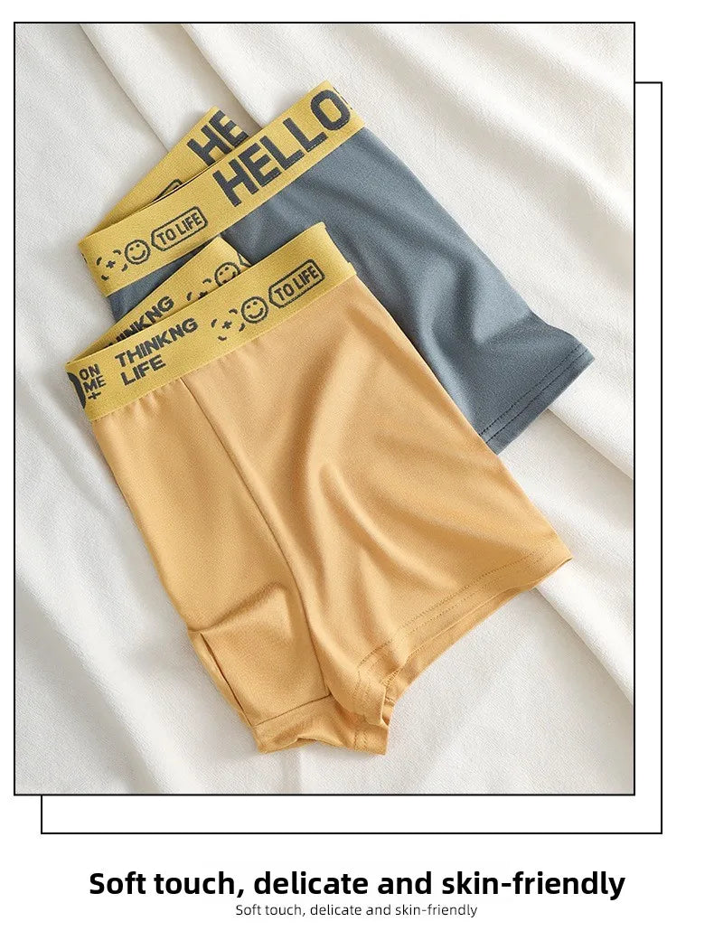 Men's Mid-Waist Thin Briefs Breathable Comfortable Large Size Sports Boxer Shorts Youth Flat Briefs Underwear Polyester Fiber