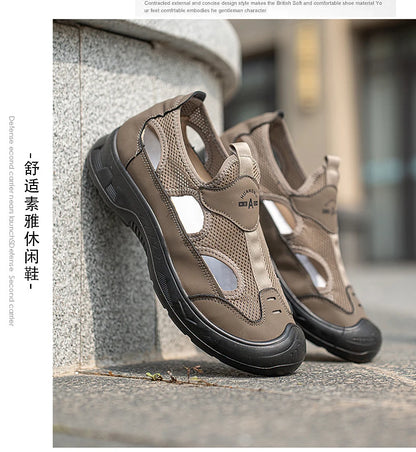 2025 Summer Men's Sandals New Hollow Breathable Beach Shoes Ultra Light Anti Slip Summer Casual Shoes Walking Shoes