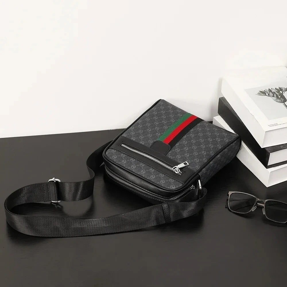 Luxury Design Men's Crossbody Bags Fashion Plaid Letter Printed Crossbody Bag Men Square Shoulder Bag Male Sling Messenger Bag