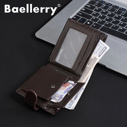 Baellerry New Short Men Wallets Zipper Coin Pocket Business Male Purses High Quality PU Card Holder Small Wallet For Men