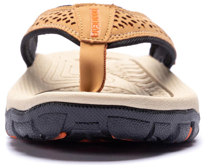 Plus Big Size 49 50 51 52 Mens Flip Flops Slippers PU Leather Beach Shoes TPR Outsoles Hard-Wearing Outdoor Style