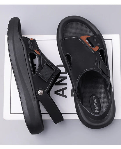 Men's Summer Outdoor Driving Sandals Comfortable Breathable Anti-slip Thick Bottom Two-Way Beach Slippers-WC20253