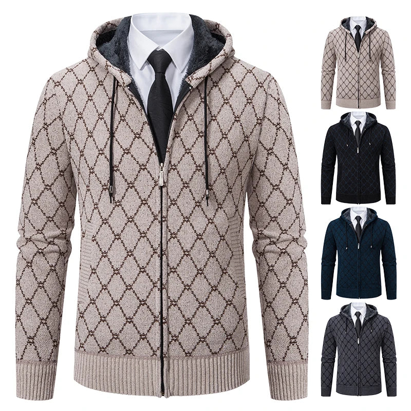 Winter plus velvet padded cardigan sweater men's sweater warm coat