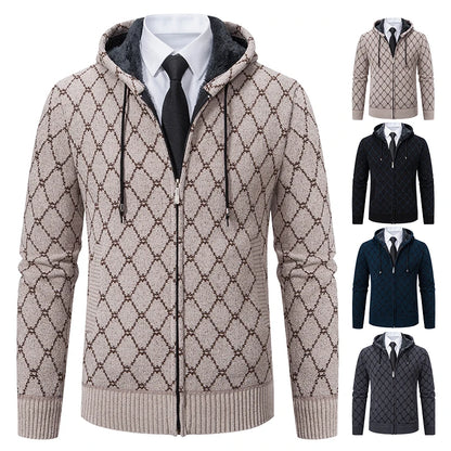 Winter plus velvet padded cardigan sweater men's sweater warm coat