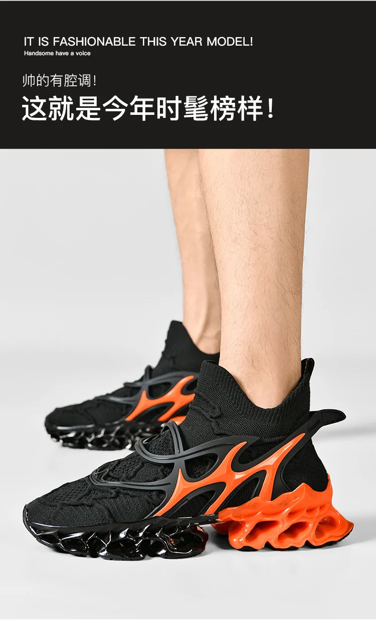 Men's Blade Type Shoes Breathable Shock Absorption Running Shoes Non-Slip Shoes For Jogging Tennis Gym Casual Walking Sneakers