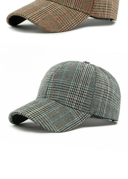 Hat Men's Spring Summer Outdoor Sunscreen Visor Classic Checkered Baseball Cap Hard Top Women's Cap Sun Cap