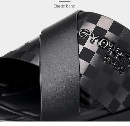 Summer New Fashion Outside Wear Slippers for Men Business Casual Black Leisure Genuine Leather Beach Shoes Slippers Man