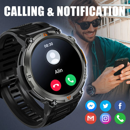 EIGIIS KE3 Bluetooth Call Smart Watch Men Full Touch Screen Health Monitor Clock With Flashlight Men SmartWatch For IOS Android