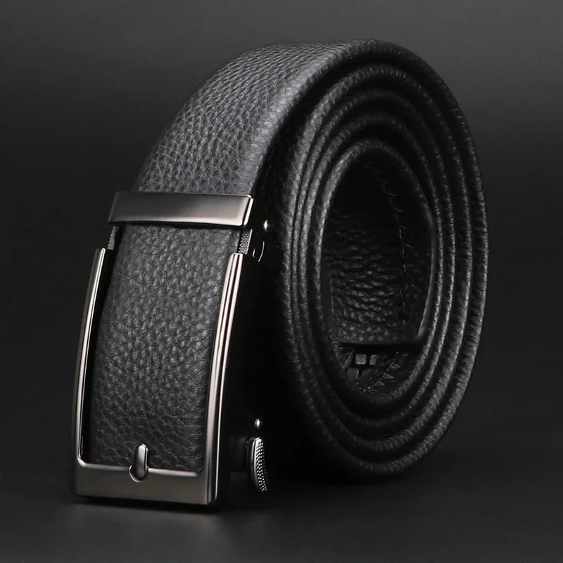 Premium Top Layer Cowhide Men'S Belt - Soft, Durable & Stylish With Automatic Alloy Buckle For Business Wear