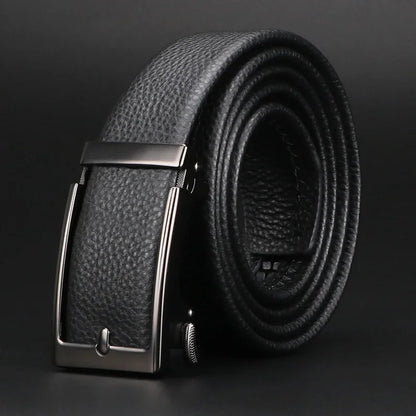 Premium Top Layer Cowhide Men'S Belt - Soft, Durable & Stylish With Automatic Alloy Buckle For Business Wear