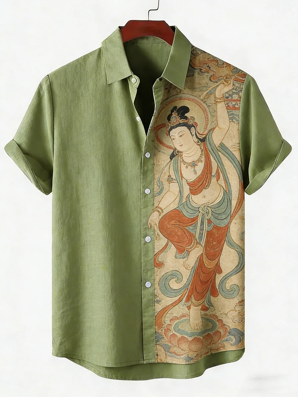 2026 Daily Men's Casual Short Sleeved Shirt with Natural Ethnic Pattern Printed Shirt Hawaii Beach Vacation Clothing