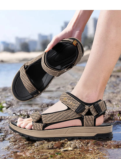 Summer Outdoor Sport Men Sandals Open Toe Breathable Casual Beach Shoe Black Antiskid Fashion Walking Sandalias
