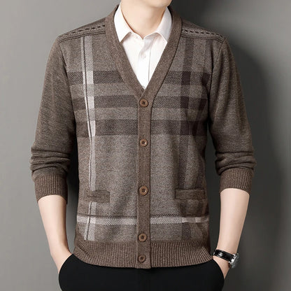 Vintage Men Knitted Sweaters Cadigan Men's Casual Fashion Button Up Cardigans Jackets Autumn Winter Jumper Coat