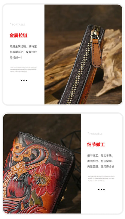 Men's Genuine Leather Wallet with Handcrafted Embossed Design