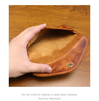 Genuine Leather Retro Men Handmade Wallet Handbag High Quality Phone Pocket Simple Card Bag Big Capacity Male Purses