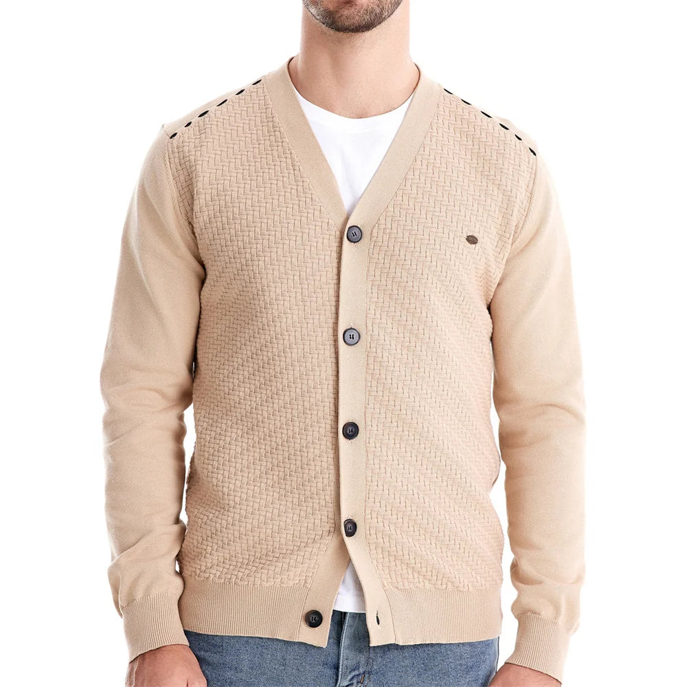 2025 Men's V-Neck Button-Up Cotton Cardigan Sweater Casual Knitwear Social Knitted Cardigans for Men