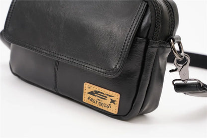 Vinatge Men's Crossbody Bag Soft PU Leather Shoulder Bag For Men Fashion Square Crossbody Messenger Bag Flap Zipper Satchels