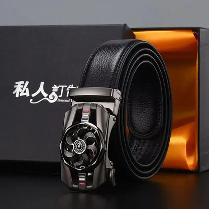 Mens Belt Material Metal Rotatable Buckle  Leather Belt High Quality Men Business Belt Golden Waist Buckle Rhinestone De