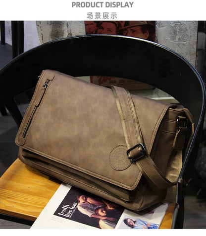 Retro Crossbody Bag Men Large Capacity Messenger Bag Flap Satchels Vintage Design Men's Crossbody Shoulder Bags Male Sling Pack