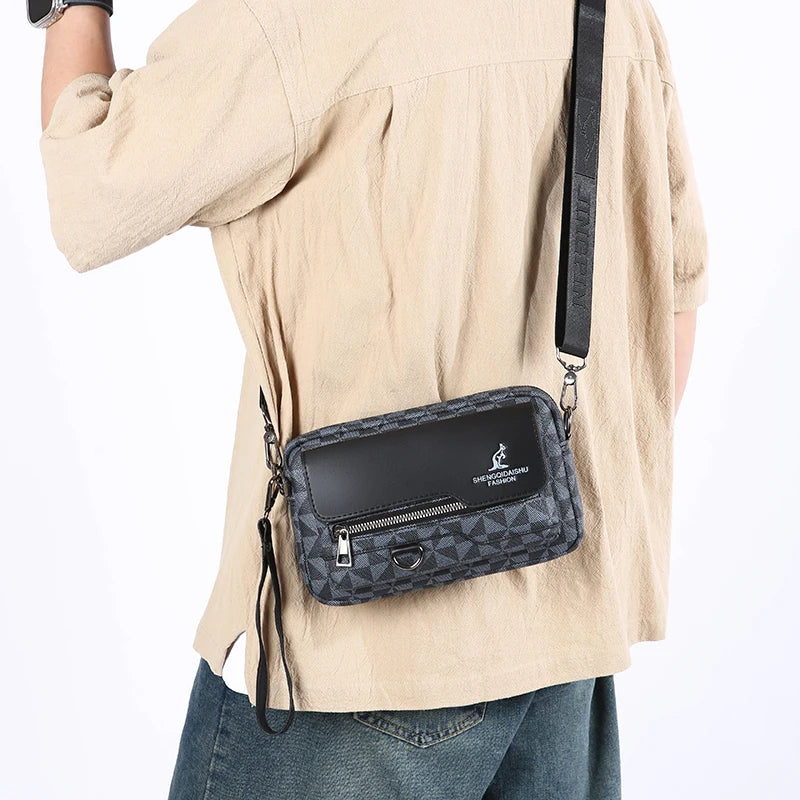Business Men's Clutch Bags High Quality PU Leather Man's Small Shoulder Bag Multi-Functional Men Handbag Bag With Waist Strap