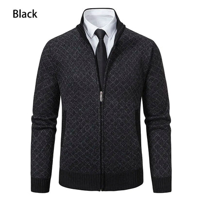 Men's Knitted Cardigan Coat Korean Slim Fit Trendy Sweater Autumn Winter Zip Up Mens Fleece Lined Top Clothing