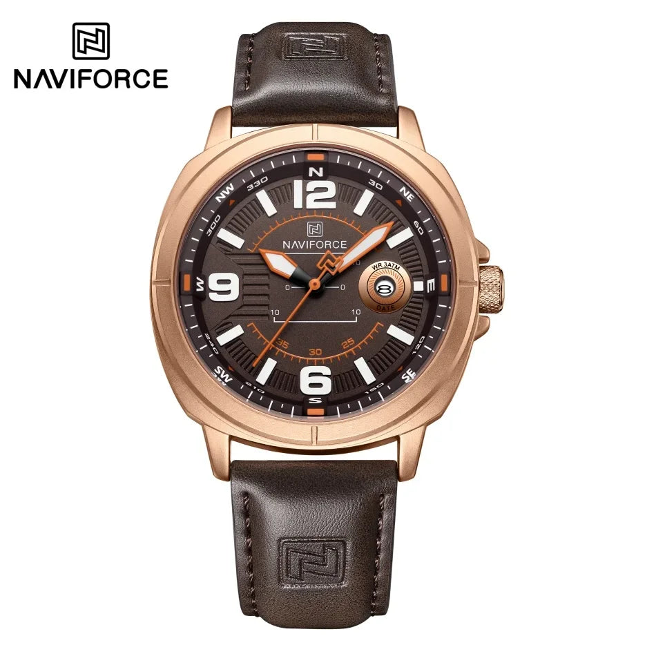 NAVIFORCE  High Quality Male Wristwatch PU Band Calendar Brand Men Quartz Watch Auto Date Display Waterproof Clocks Reloj Hombre