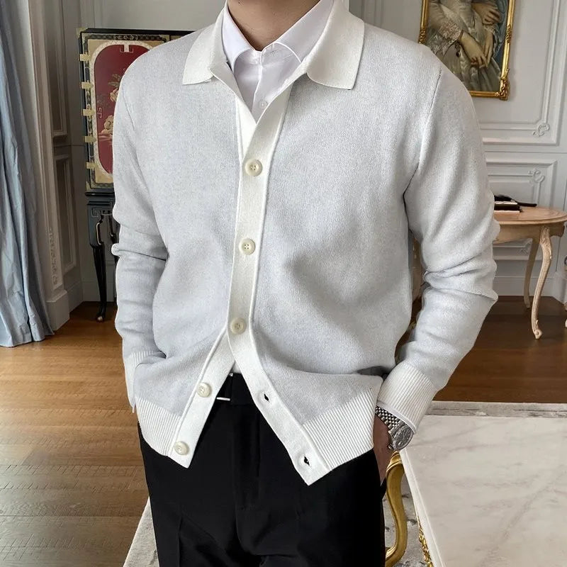 Mens Cardigan Sweater Long Sleeve Button Down Casual Collared Slim Fit Knit Sweater