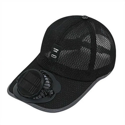 Summer Men Women Mesh Baseball Hat Sun Block Baseball Hat With Solar Fan USB Charging Fan Breathable UV Block Outdoor Sunhats