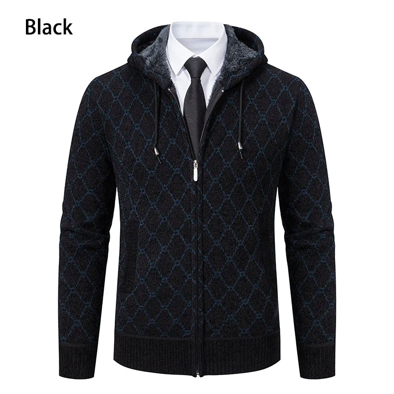 Winter plus velvet padded cardigan sweater men's sweater warm coat