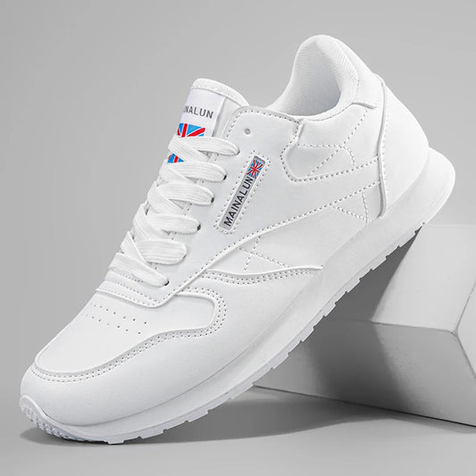 Men's casual sports shoes, white sneakers, solid color classic, comfortable and stylish, suitable for walking, outdoor training,