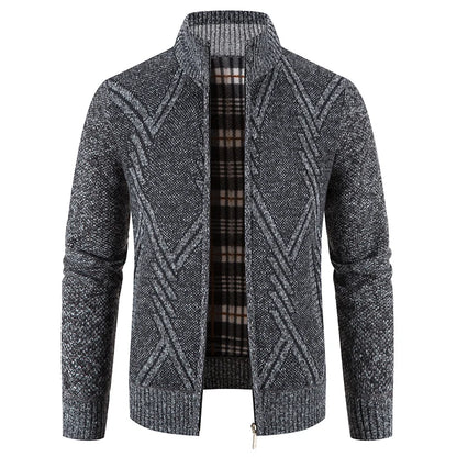 New Autumn Winter Jacket Men Coats Solid Slim Fit Thick Fleece Coats Men Jacket Casual Stand Collar Zip Jacket Men