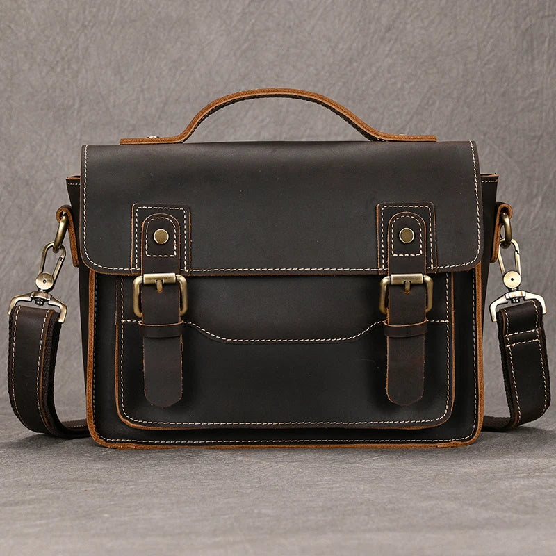 Luufan Crazy Horse Leather Men's Shoulder Bag Vintage Messenger Bags Men Male Small Travel Crossbody Bags Man Handbag Sling Bag