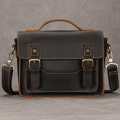 Luufan Crazy Horse Leather Men's Shoulder Bag Vintage Messenger Bags Men Male Small Travel Crossbody Bags Man Handbag Sling Bag