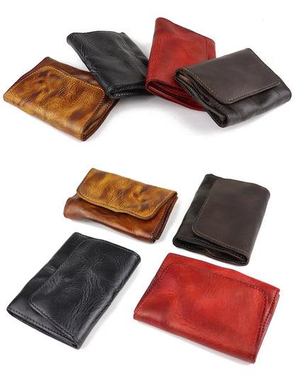 New Simple Men Wallets High Quality Genuine Cow Leather Coin Pocket Retro Handmade Male Purses Card Holder Men's Money Clips
