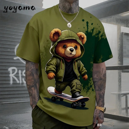 Men's T-Shirts Hip Hop Bear Pattern 3D Print Men's Clothing Summer New Streetwear Oversized Unisex T-Shirt Harajuku Men Clothes