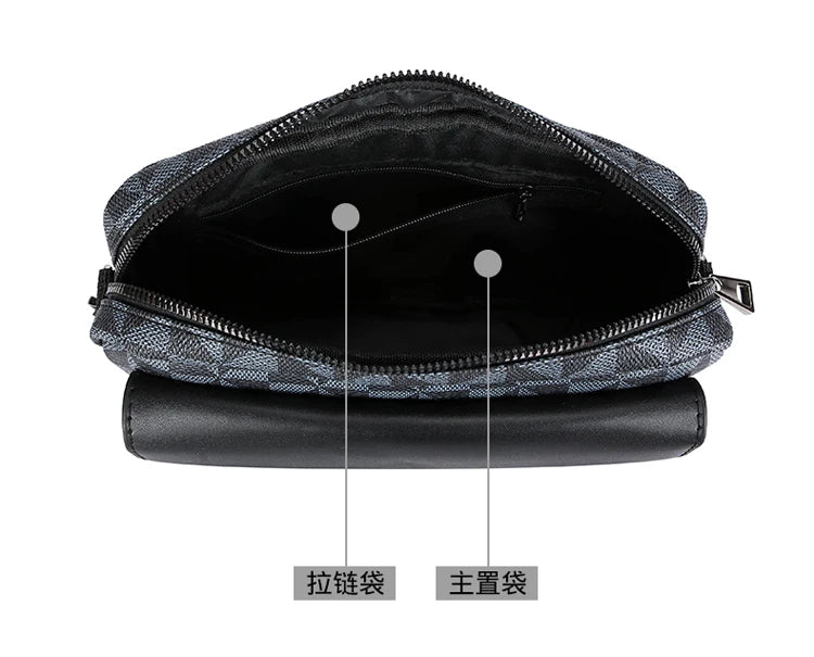 Business Men's Clutch Bags High Quality PU Leather Man's Small Shoulder Bag Multi-Functional Men Handbag Bag With Waist Strap