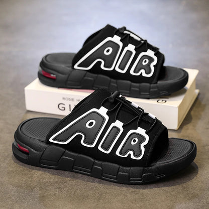 2025 New Men's Casual Leather Slippers Designer Antiskid Beach Sandals Fashion Outdoor Lightweight Slippers Comfy Walking Shoes