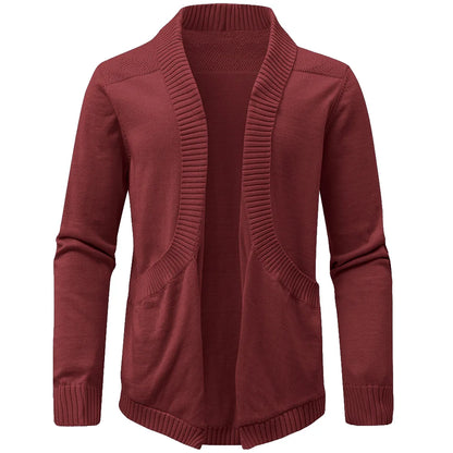 Men's Sweater Cardigan Spring Casual Classic V-neck Solid Color Cardigan Knit Soft Sweater Fashion Male Tops US Size
