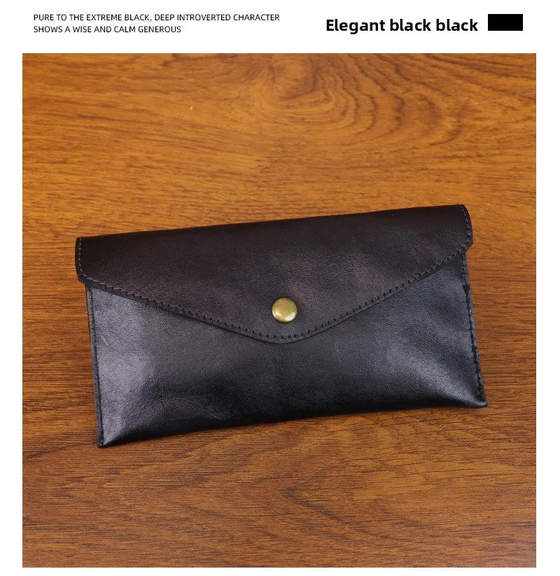 Genuine Leather Men Handmade Wallet High Quality Retro Handbag Simple Phone Pocket Card Bag Big Capacity Male Purses