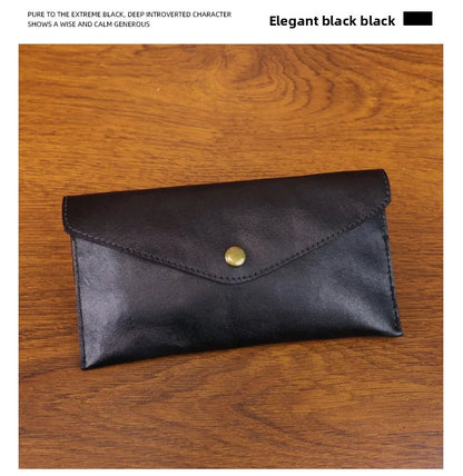 Genuine Leather Men Handmade Wallet High Quality Retro Handbag Simple Phone Pocket Card Bag Big Capacity Male Purses