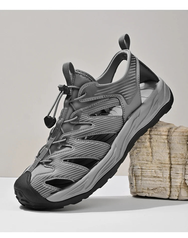 Water-wading quick-drying Baotou Sandals for men 2026 new summer soft soles wearing lightweight non-slip beach shoes for men 46