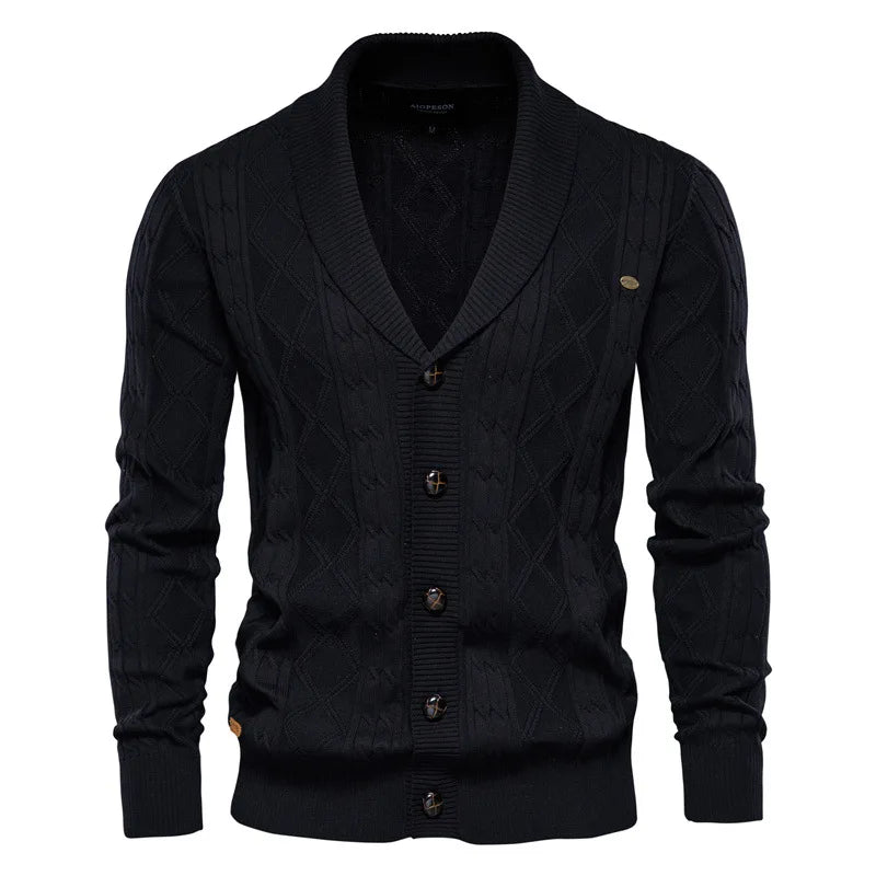 Men Cardigan Casual V-Neck Long Sleeve Sweater Men Coat